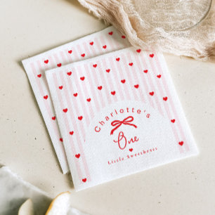 Little Sweetheart 1st Birthday Valentines Napkin