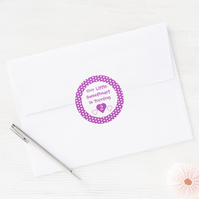 Little Sweetheart 2nd Birthday Classic Round Sticker (Envelope)