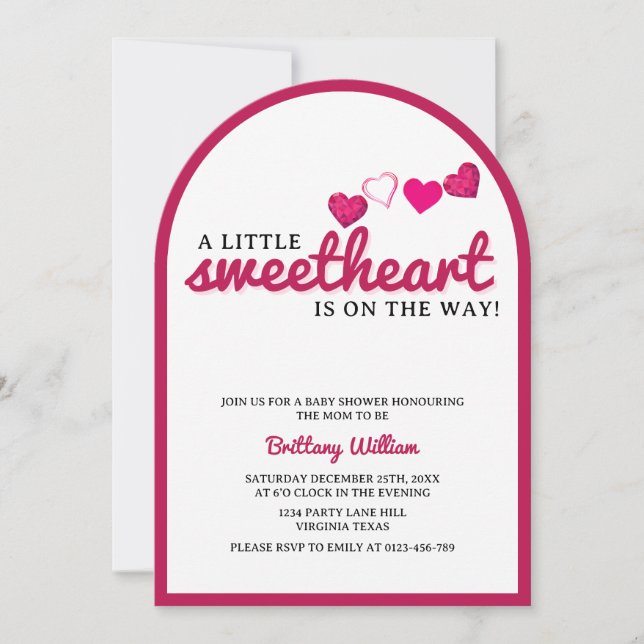 Little Sweetheart Arch Valentine's Baby Shower  Invitation (Front)