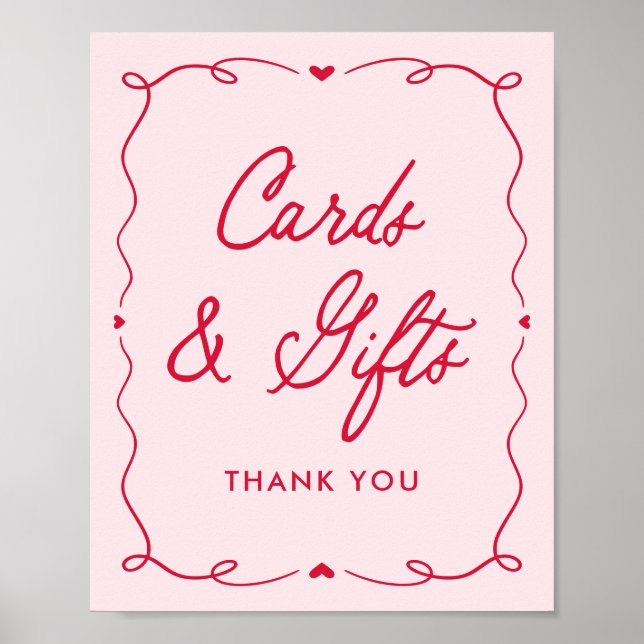 Little Sweetheart Baby Shower Cards and Gifts Sign (Front)