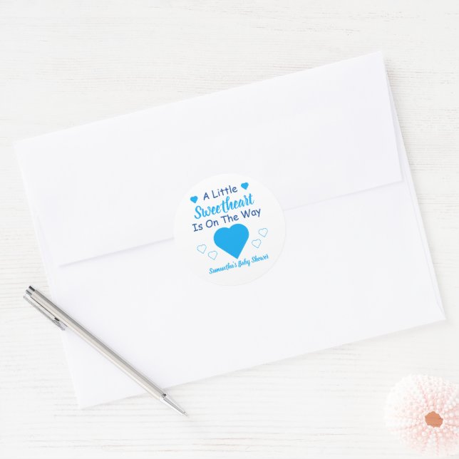 Little Sweetheart Baby Shower Classic Round Sticker (Envelope)
