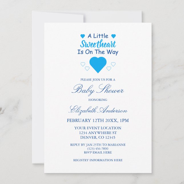 Little Sweetheart Baby Shower Invitation (Front)