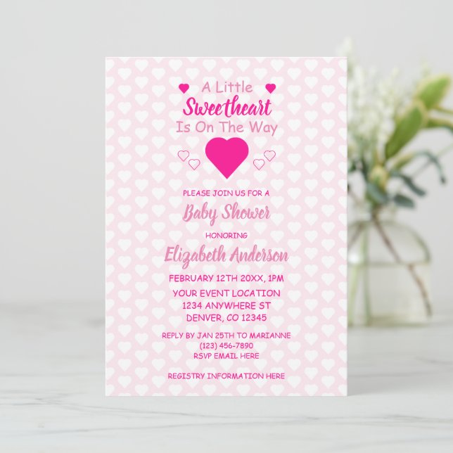 Little Sweetheart Baby Shower Invitation (Standing Front)
