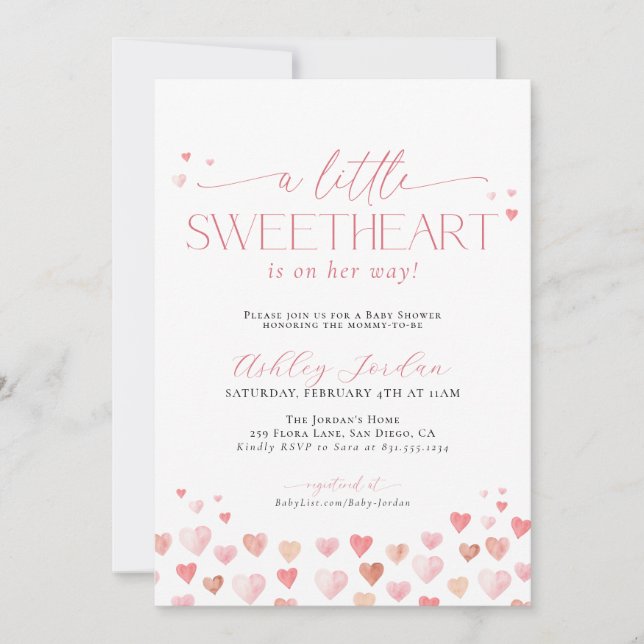 Little Sweetheart Baby Shower Invite, Baby Shower Invitation (Front)
