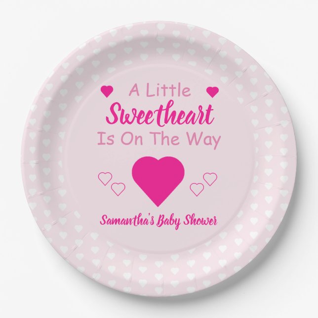 Little Sweetheart Baby Shower Paper Plate (Front)