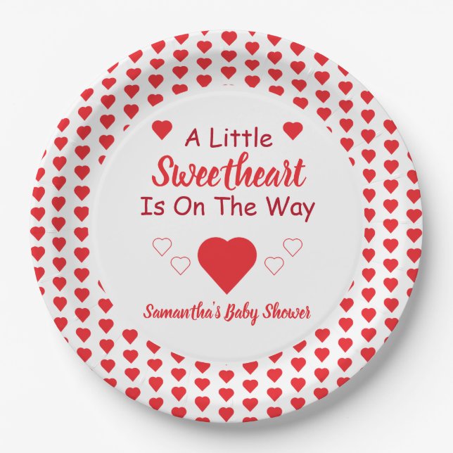 Little Sweetheart Baby Shower Paper Plate (Front)