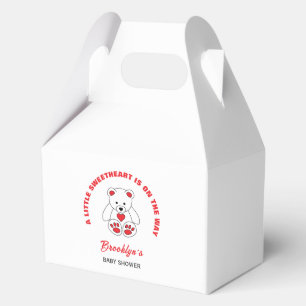 Little Sweetheart Baby Shower Red White Teddy Bear Favour Box