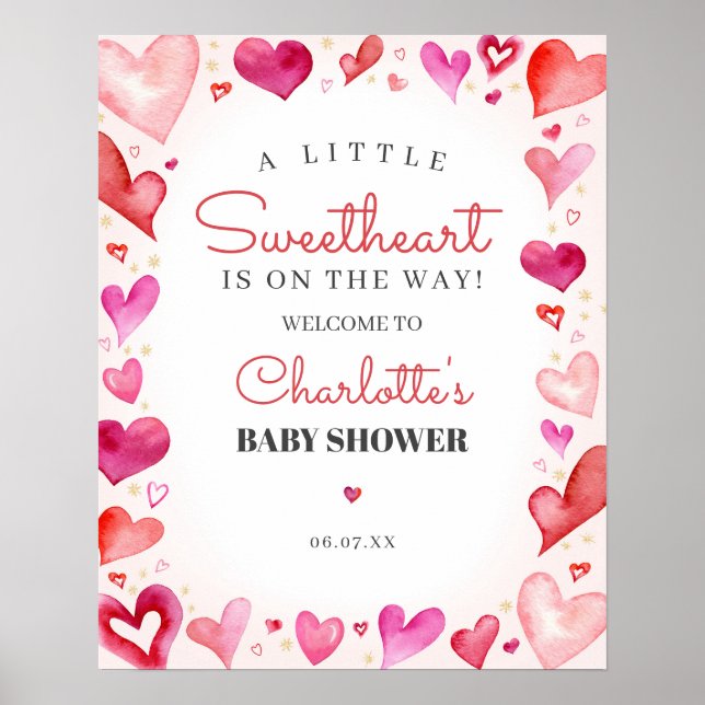 Little Sweetheart Baby Shower Welcome Sign (Front)