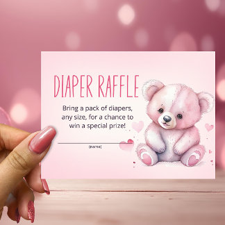 Little sweetheart bear diaper raffle ticket enclosure card
