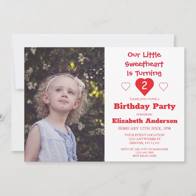 Little Sweetheart Birthday Invitation (Front)