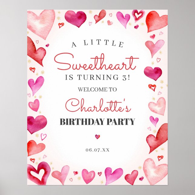 Little Sweetheart Birthday Welcome Sign (Front)