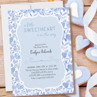 Little Sweetheart Blue Love Heart Boy Baby Shower