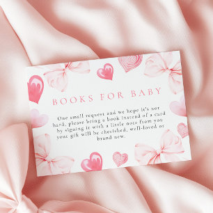 Little Sweetheart Bow Baby Shower Books for Baby Enclosure Card