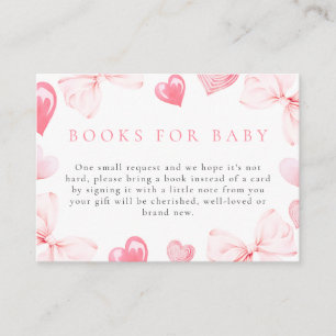 Little Sweetheart Bow Baby Shower Books for Baby Enclosure Card