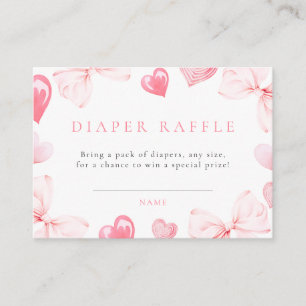 Little Sweetheart Bow Baby Shower Diaper Raffle Enclosure Card