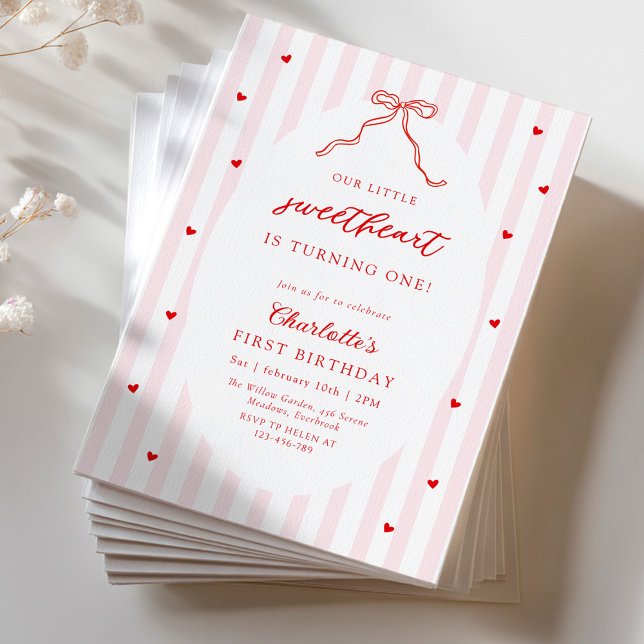 Little Sweetheart Bow Baby Shower Invitation (Creator Uploaded)