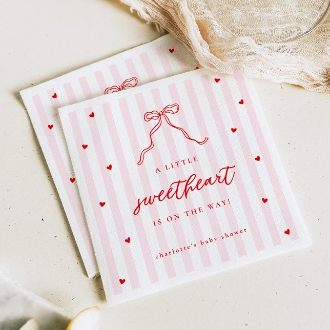 Little Sweetheart Bow Baby Shower Napkin (Creator Uploaded)
