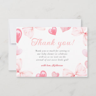 Little Sweetheart Bow Baby Shower Thank You Card