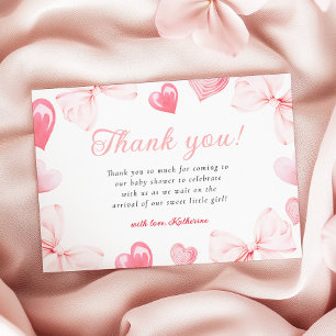Little Sweetheart Bow Baby Shower Thank You Card