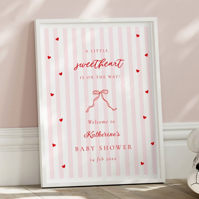 Little Sweetheart Bow Baby Shower Welcome Poster (Creator Uploaded)