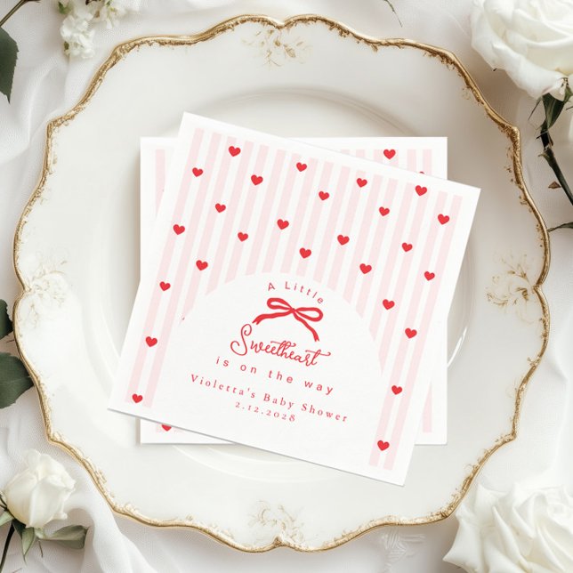 Little Sweetheart Bow Valentines Baby Shower Napkin (Creator Uploaded)