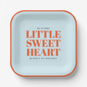 Little Sweetheart Boy 1st Birthday Paper Plate