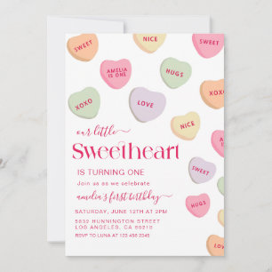 Little Sweetheart candies Valentines Day birthday Invitation