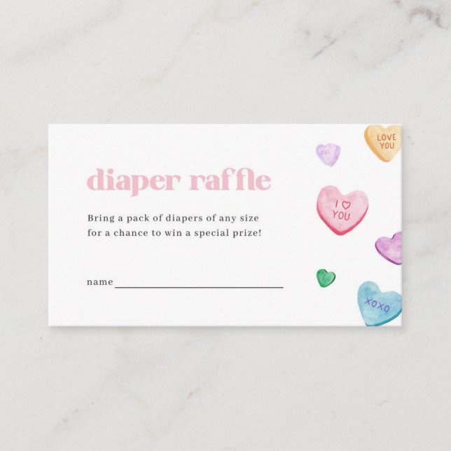 Little Sweetheart Diaper Raffle Card Baby Shower (Front)