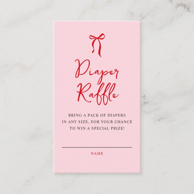 Little Sweetheart Diaper Raffle Girl Baby Shower Enclosure Card (Front)