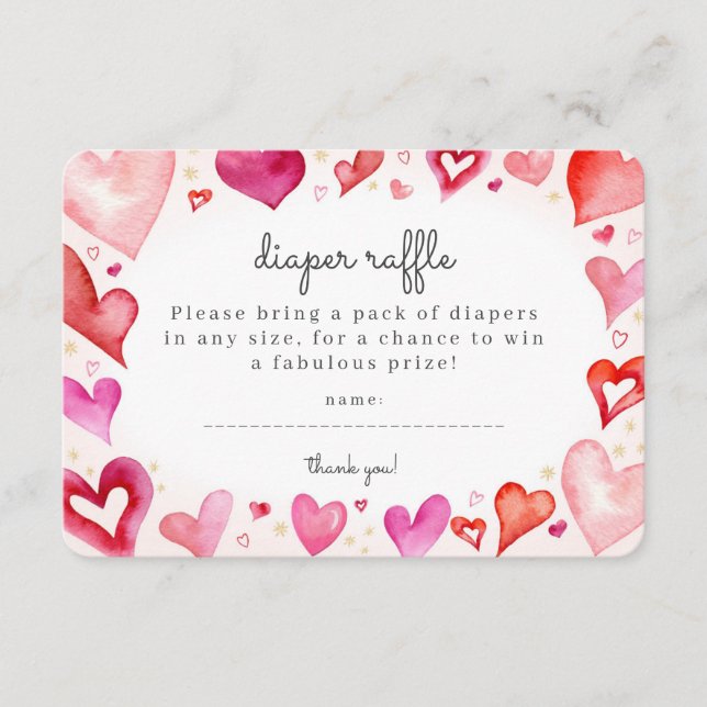 Little Sweetheart Diaper Raffle Invitation Insert (Front)