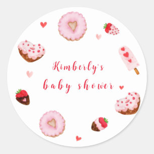 Little Sweetheart Doughnuts Valentines Baby Shower Classic Round Sticker