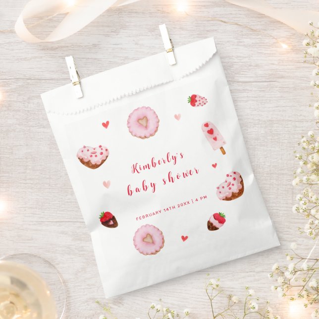 Little Sweetheart Doughnuts Valentines Baby Shower Favour Bags (Clipped)