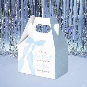 Little Sweetheart Elegant Blue Bow Baby Shower Favour Box