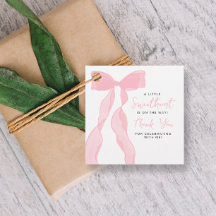 Little Sweetheart Elegant Pink Bow Baby Shower Favour Tags