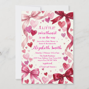 Little Sweetheart February baby shower for Girl Invitation