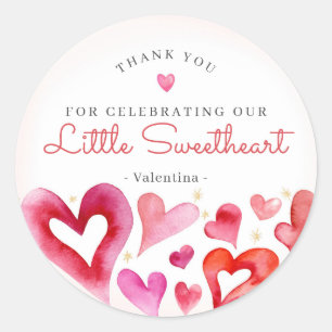 Little Sweetheart February Party Favour Classic Round Sticker