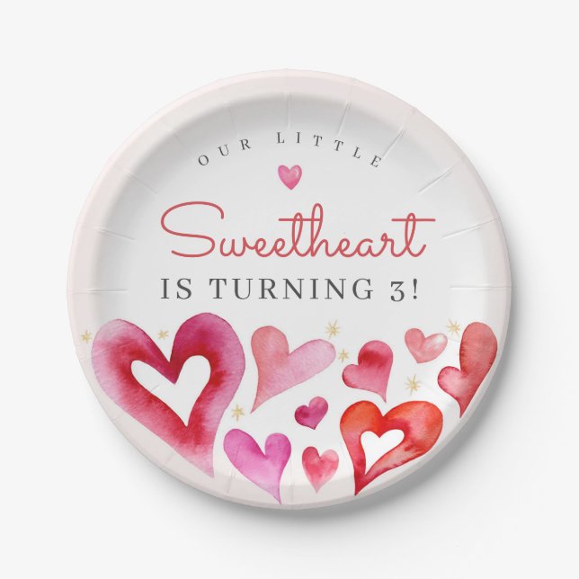 Little Sweetheart February Party Paper Plate (Front)