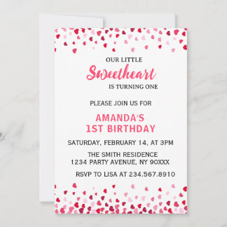Little Sweetheart First Birthday Invitation