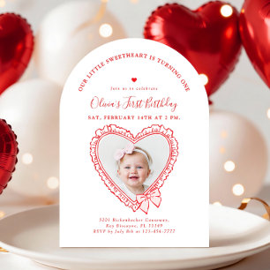 Little Sweetheart First Birthday Invitation