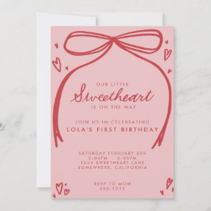LITTLE SWEETHEART FIRST BIRTHDAY INVITATION