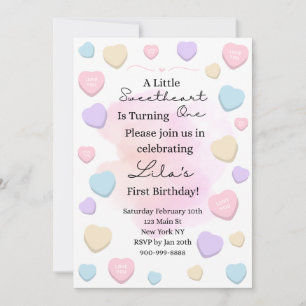 Little Sweetheart First Birthday Party Invitation
