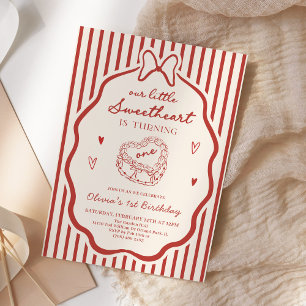 Little Sweetheart First Birthday Valentine's Day Invitation