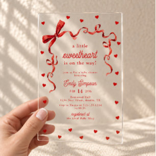 Little Sweetheart Girl Baby Shower Acrylic Invitations