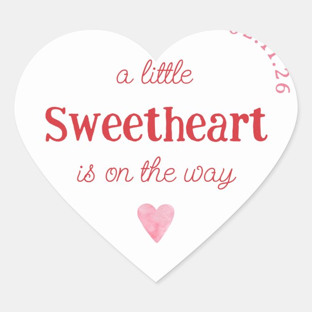 Little Sweetheart Girl Baby Shower Heart Heart Sticker (Front)