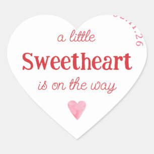Little Sweetheart Girl Baby Shower Heart Heart Sticker