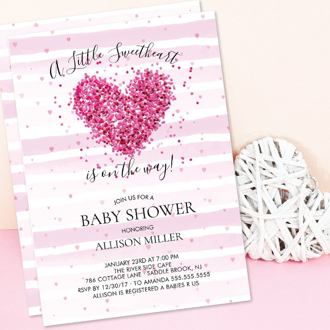 Little Sweetheart Girls Baby Shower Invitation (Creator Uploaded)