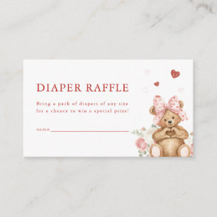 Little Sweetheart Heart Bear Diaper Raffle Card