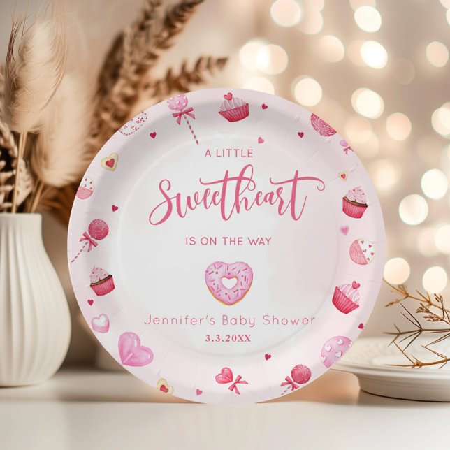 Little Sweetheart is on the way baby shower Paper Plate (Creator Uploaded)
