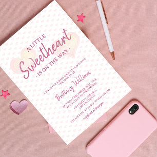 Little Sweetheart is on the Way Pink Baby Shower  Invitation