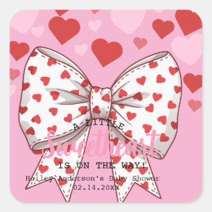 Little Sweetheart Is on the Way red baby shower Square Sticker